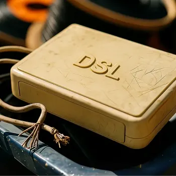 DSL-Modem auf einem Tisch symbolisiert alte Kupfertechnik im Vergleich zur Glasfaser.